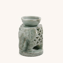 Hand-carved marble elephant oil burner, alternate angle