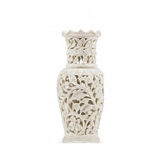 Hand-carved marble jaali vase, alternate angle