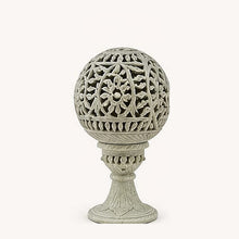 Hand-carved marble jaali lamp, alternate angle