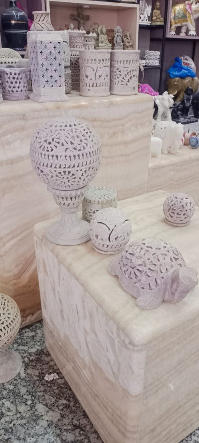 Hand-carved pierced decorative lamp objects