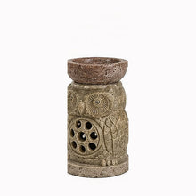 Hand-carved marble owl oil burner, alternate angle