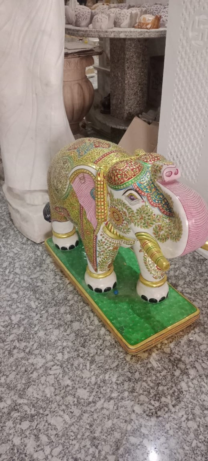 Ornately hand-painted decorative elephant sculpture