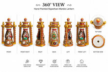 Hand-painted Rajasthani marble lantern shown from multiple angles