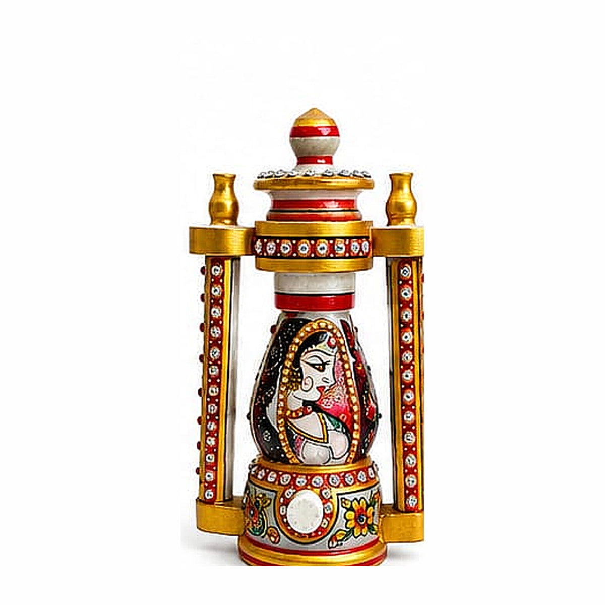 Hand-painted Rajasthani marble lantern, front view